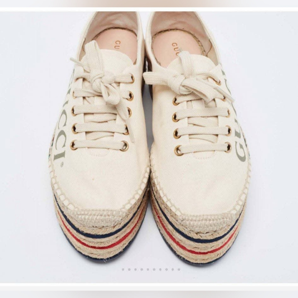 Gucci Web Accent Canvas Espadrille Sneakers size 38 - Picture 3 of 14
